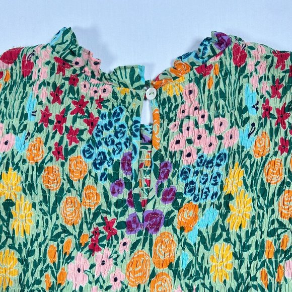 Olivia James the Label Lila Midi Dress Floral Print Meadow Mint Green Smocked L - Picture 13 of 16